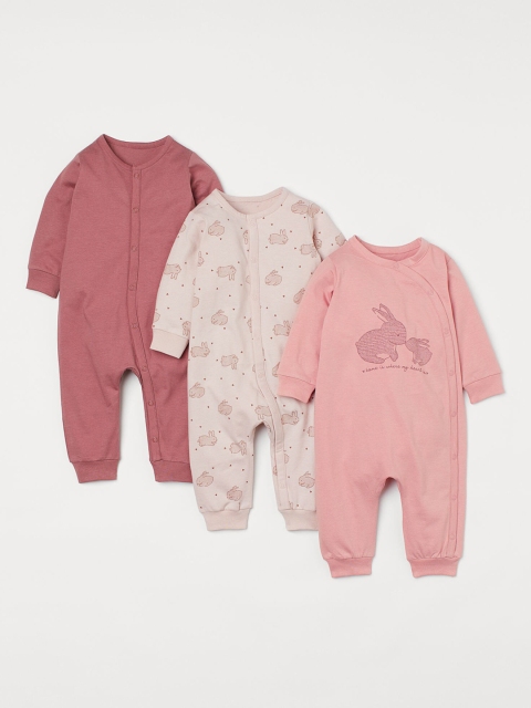 

H&M Girls Pack of 3 Cotton Pyjamas, Pink
