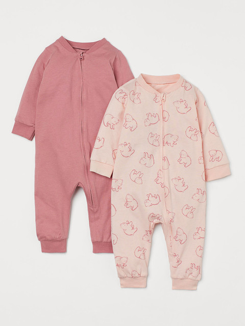 

H&M Girls Pink 2-pack zip-up pyjamas