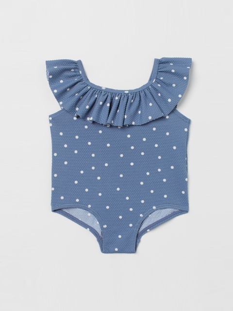 

H&M Girls Blue Flounce-trimmed swimsuit