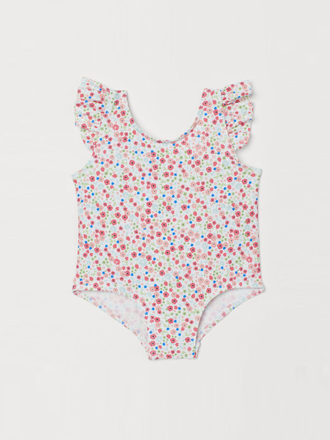 

H&M Girls White Flounce-trimmed swimsuit
