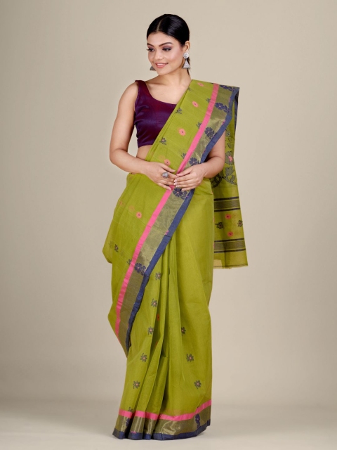 

Mitera Green & Blue Woven Design Pure Cotton Jamdani Saree