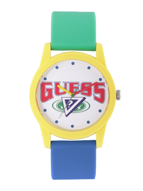 

GUESS Unisex White Printed Dial & Multicoloured Straps Analogue Watch V1048M1