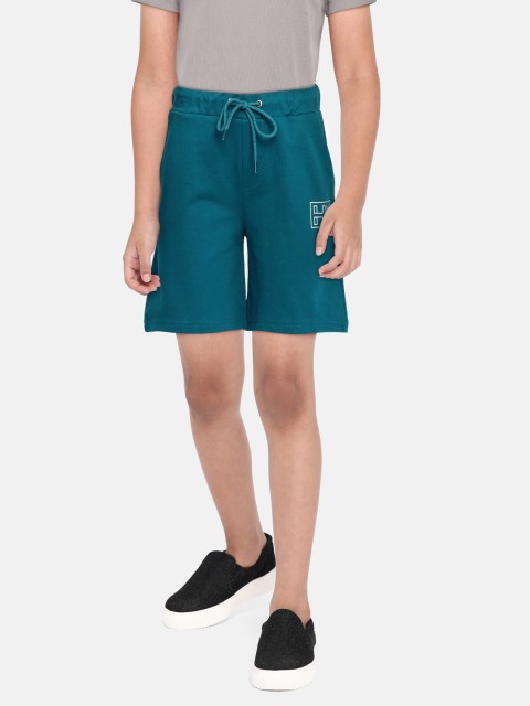 

HERE&NOW Boys Teal Blue Pure Cotton Regular Shorts