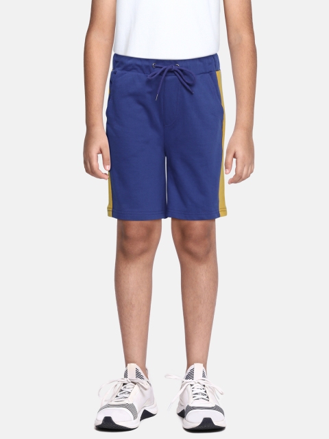 

HERE&NOW Boys Navy Blue Solid Pure Cotton Regular Shorts