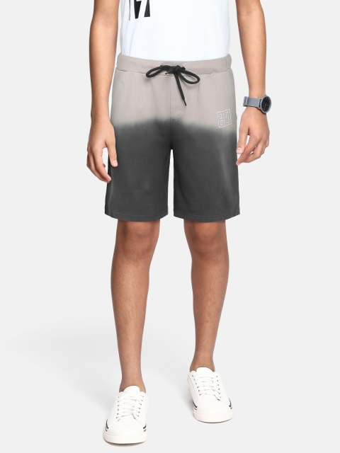 

HERE&NOW Boys Charcoal Grey Tie & Dye Pure Cotton Regular Shorts