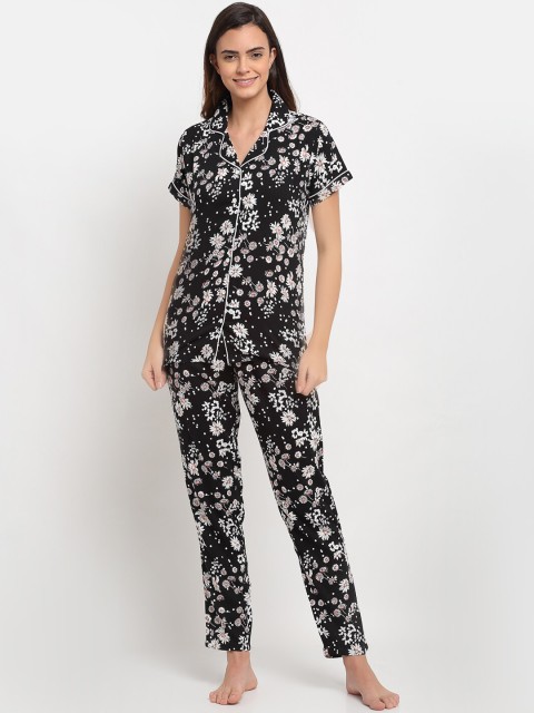 

Boston Club Women Black & White Printed Night suit