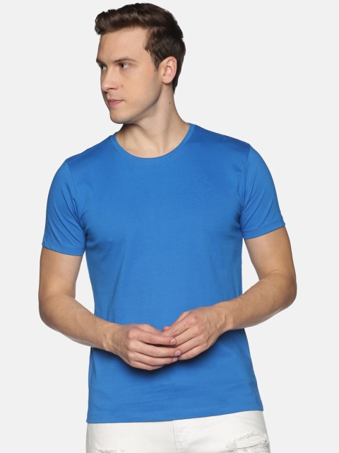 

MASH UNLIMITED Men Blue Solid Slim Fit T-shirt