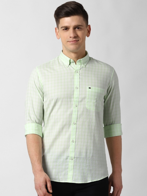 

Peter England Casuals Men Green Slim Fit Checked Cotton Casual Shirt