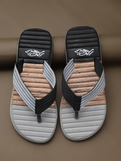 

Pampy Angel Men Grey & Brown Printed Casual Thong Flip Flops
