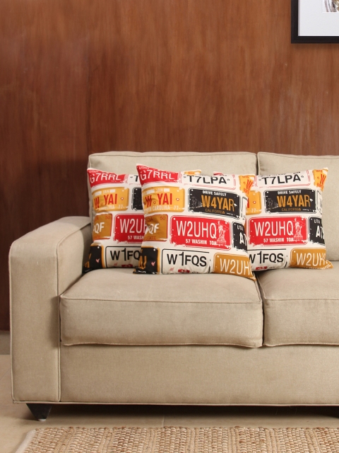 

House This Multicoloured Set of 3 Printed 16"x16" Square Cushion Covers, Multi