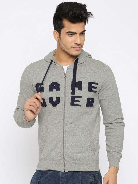 

People Grey Melange Hooded Sweatshirt