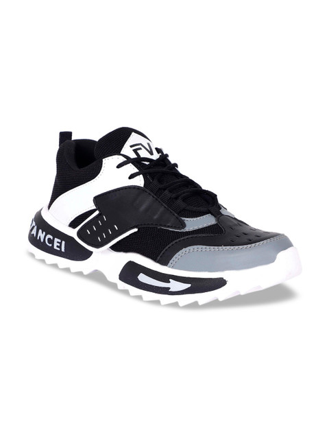 

Fashion Victim Men Black & White Colourblocked Lightweight Sneakers
