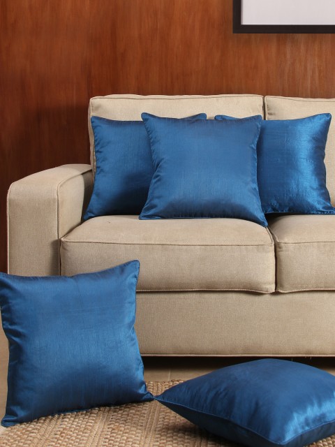 

House This Blue Set of 5 16"x16" Square Polyester Cushion Covers