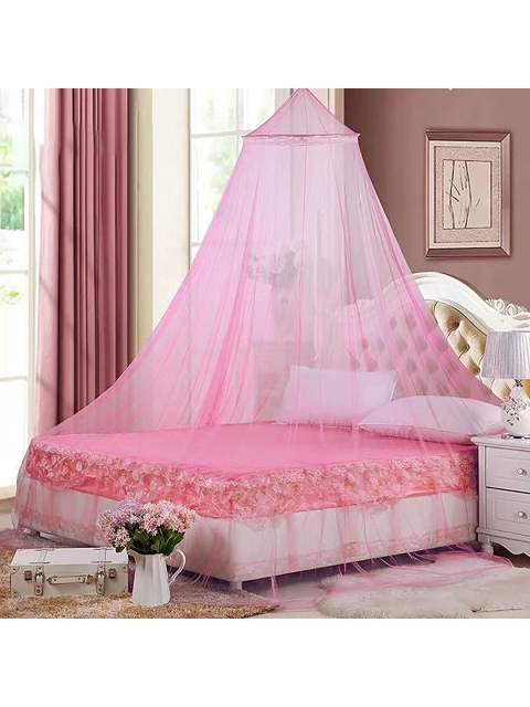 

Classic Mosquito Net Pink Solid King Size Double Bed Hanging Mosquito Net