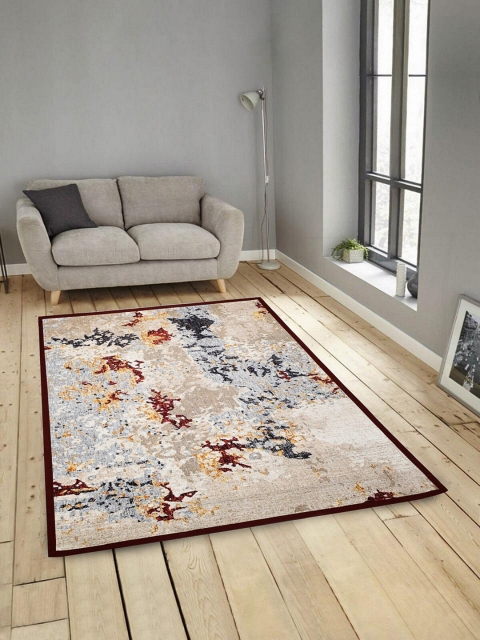 

ROMEE Beige & Blue Printed Carpet