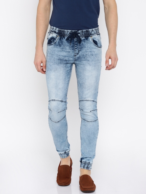 

People Men Blue Jogger Fit Mid Rise Jeans