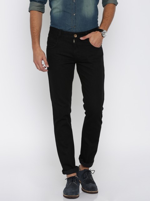 

People Men Black Slim Fit Mid-Rise Jeans
