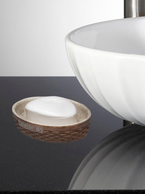 

OBSESSIONS Cream-Coloured & Brown Solid Alvina Soap Dish