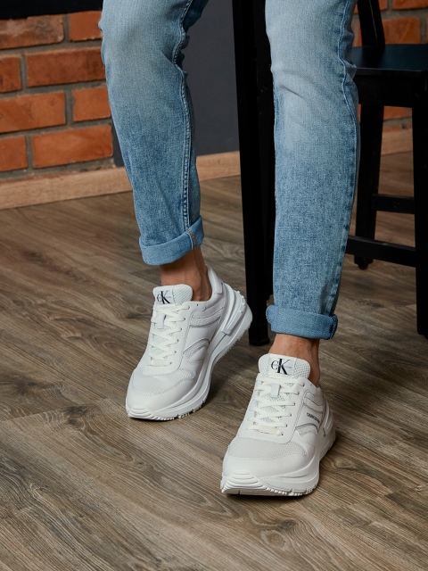 

Calvin Klein Jeans Men White Solid Leather Sneakers