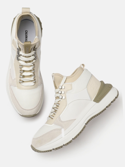 

Calvin Klein Men White & Beige Solid Sneakers