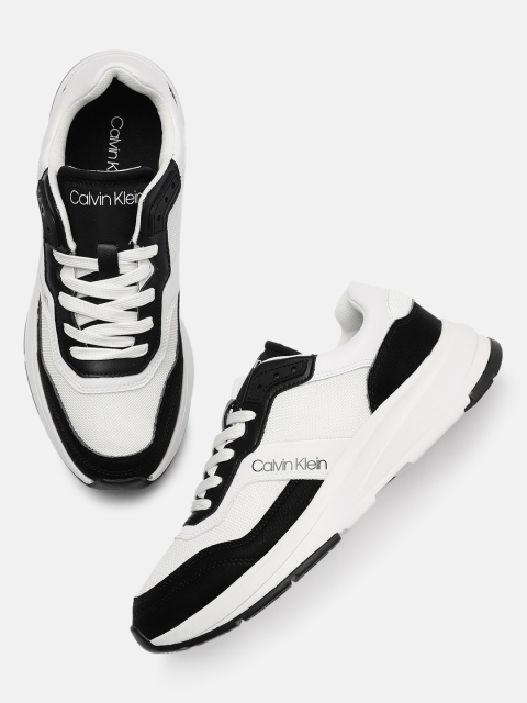 

Calvin Klein Men White & Black Colourblocked Sneakers