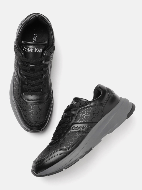 

Calvin Klein Men Black Printed UV MONO Leather Sneakers