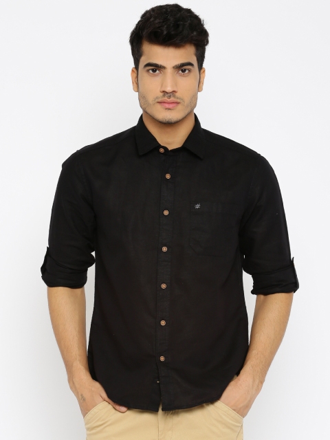 People Men Black Slim Fit Solid Casual Shirt - buy at the price of $16. ...