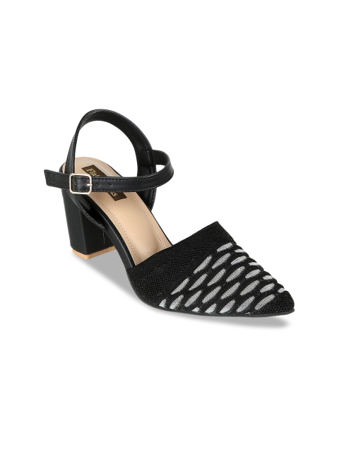 

Flat n Heels Black & Beige Buckle Detail Party Block Pumps