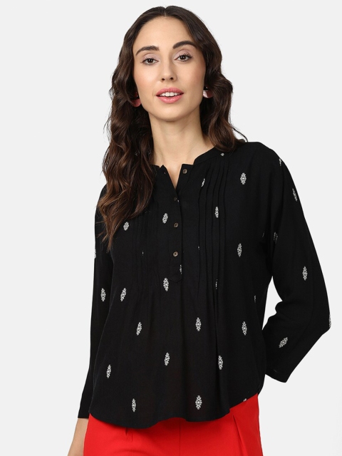 

V2 Value & Variety Black Printed Regular Top