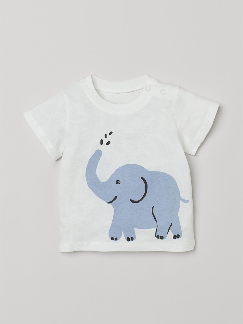 

H&M Boys White Printed Cotton T-shirt