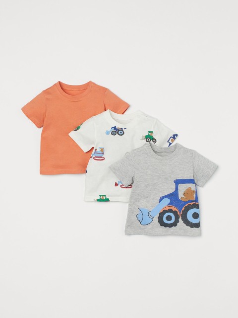 

H&M Boys White & Grey 3-pack cotton jersey T-shirts