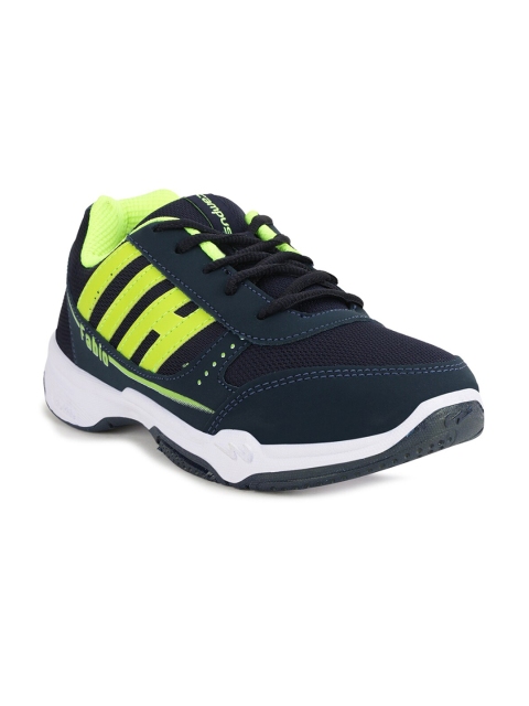 

Campus Unisex Kids Navy Blue & Lime Green Mesh Round Toe Running Shoes