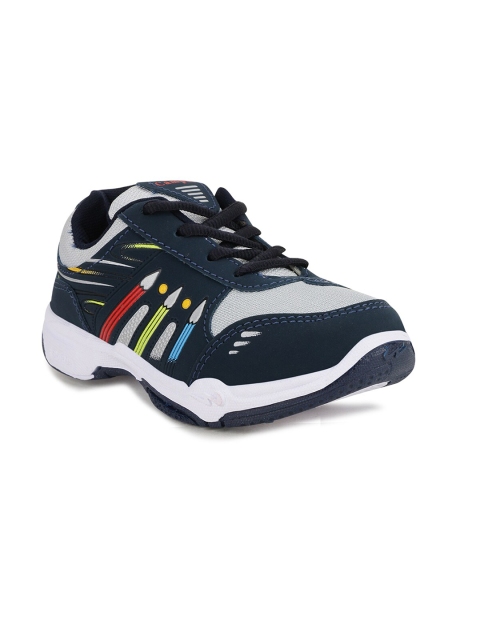 

Campus Kids Navy Blue & Grey Printed & Textured Mesh Running Shoes