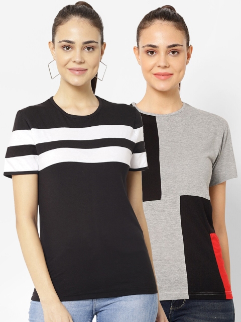 

VIMAL JONNEY Women Pack Of 2 T-shirt, Black