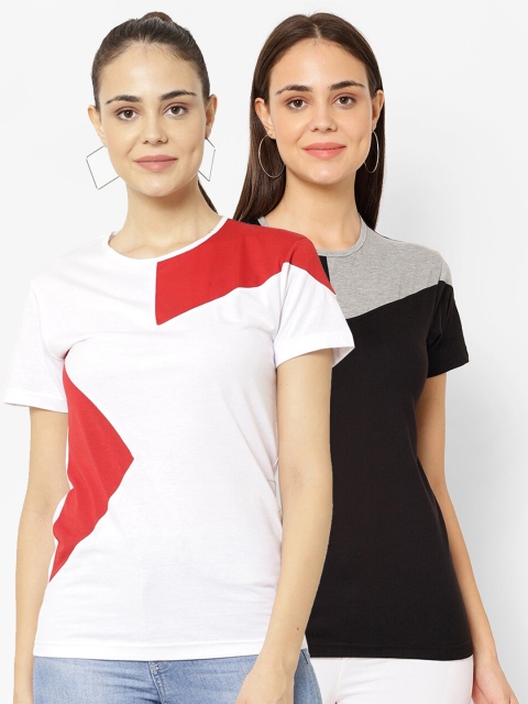 

VIMAL JONNEY Women Pack Of 2 T-shirts, White
