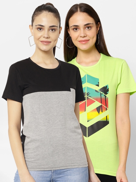 

VIMAL JONNEY Women Pack Of 2 Green & Grey T-shirts