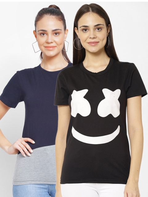 

VIMAL JONNEY Women Pack Of 2 T-shirt, Black