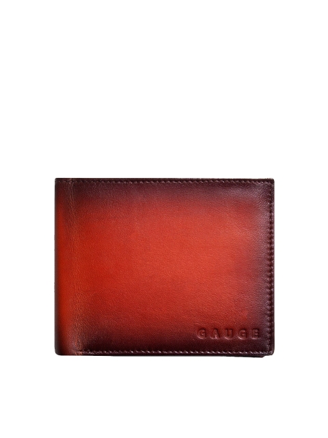 

Gauge Machine Men Red & Brown Leather Two Fold Wallet