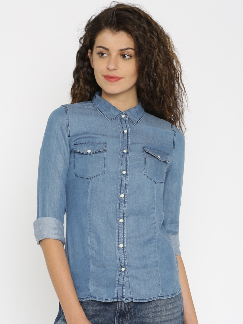 

ONLY Women Blue Regular Fit Casual Shirt