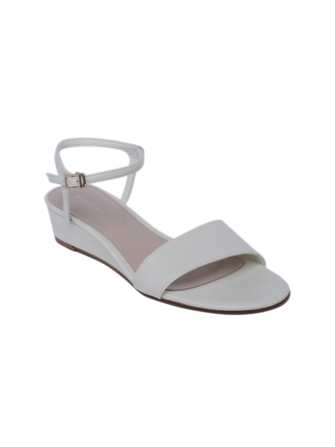 

CHARLES & KEITH Women Grey PU Wedge Sandals with Buckles