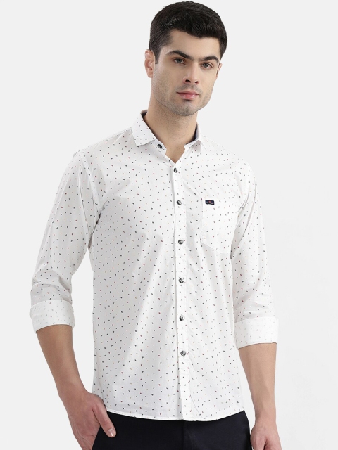 

V2 Value & Variety Men White & Navy Blue Slim Fit Printed Casual Shirt