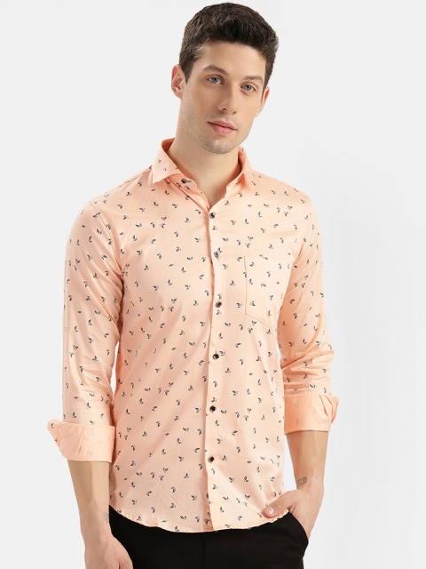 

V2 Value & Variety Men Peach-Coloured Slim Fit Printed Casual Shirt
