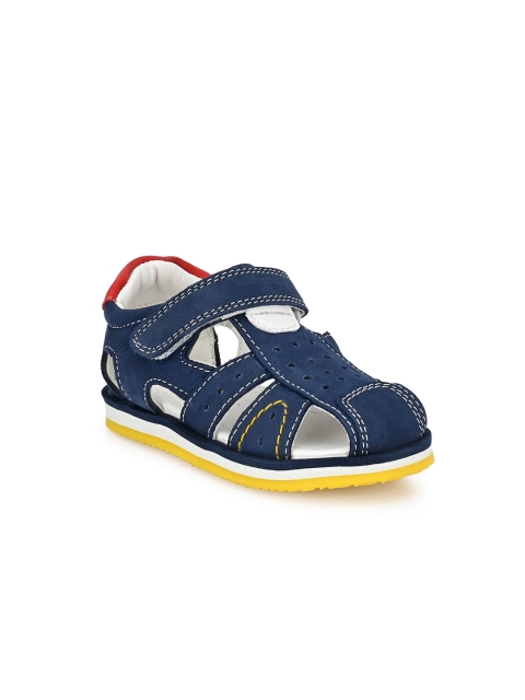 

TUSKEY Boys Blue & Yellow Leather Fisherman Sandals