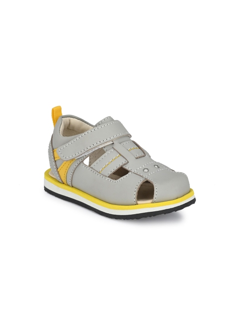 

TUSKEY Boys Grey & Yellow Leather Shoe-Style Sandals