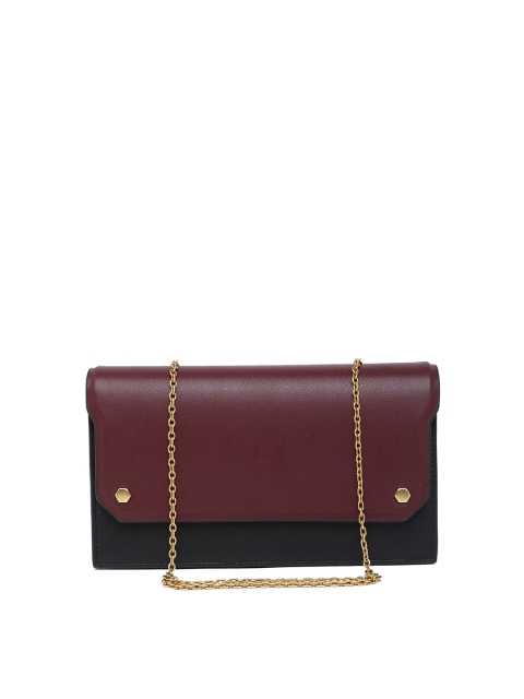

CHARLES & KEITH Black & Brown Colourblocked Envelope Clutch