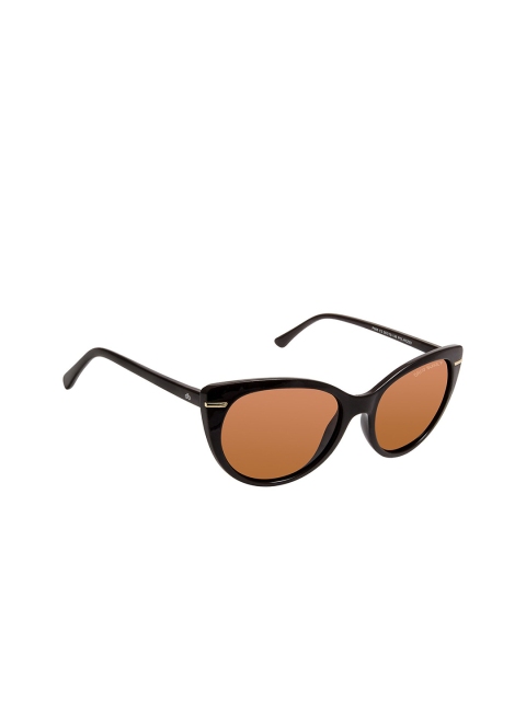 

David Blake Women Brown Lens & Gold-Toned Cateye Sunglasses with Polarised and UV Protected Lens