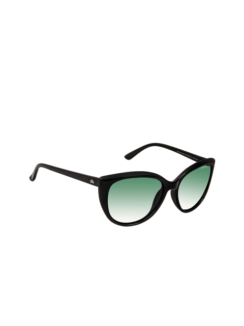 

David Blake Women Green Lens & Green Cateye Sunglasses with Polarised and UV Protected Lens, Black