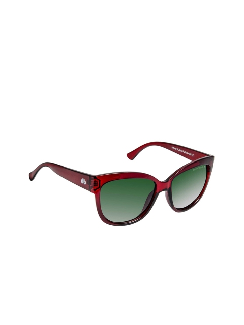 

David Blake Women Green Lens & Red Cateye Sunglasses with Polarised Lens M-SGDB1783-