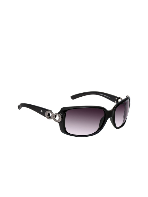 

David Blake Women Purple Lens & Black Rectangle Sunglasses with Polarised Lens M-SGDB2068