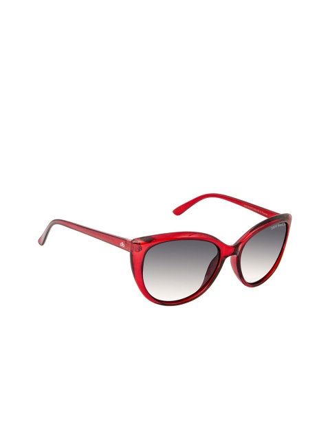 

David Blake Women Grey Lens & Red Cateye Sunglasses with Polarised and UV Protected Lens